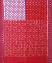 Red and lemonade handwoven cotton saree