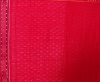 Red and lemonade handwoven cotton saree