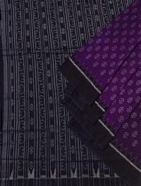 Violet and black handwoven cotton saree