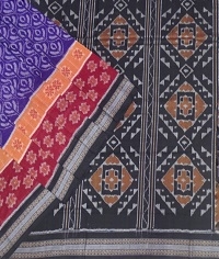 Violet and black colour handwoven cotton saree