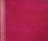 Dark green and carmine colour handwoven cotton saree