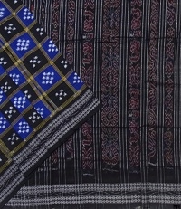 Blue and black colour handwoven cotton saree