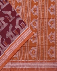 Dark marron and brown colour handwoven cotton saree