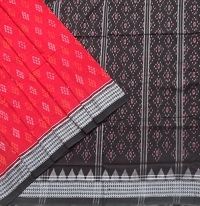  Black and red colour handwoven cotton saree