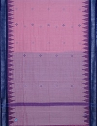Light pink and blue colour handwoven cotton saree