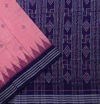 Light pink and blue colour handwoven cotton saree