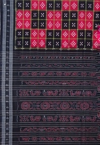 Red and black colour handwoven cotton saree