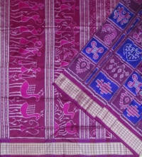 Navy blue and violet colour handwoven silk saree