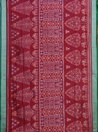 Marron and green colour handwovensilk saree