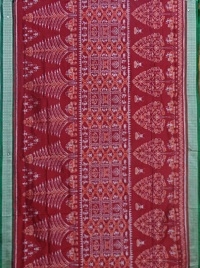 Marron and green colour handwovensilk saree