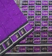 Violet and black colour handwoven silk saree