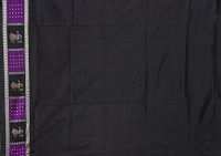 Violet and black colour handwoven silk saree