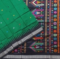 Green and black colour handwoven Dolbedi silk saree
