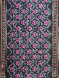  Lotus Design Black and pink colour handwoven khandua silk saree