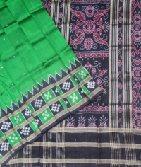 Green and black colour handwoven khandua silk saree