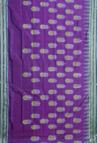 Violet and green colour handwoven khandua silk saree