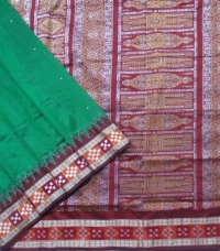 Dark Green and maroon colour handwoven  silk saree