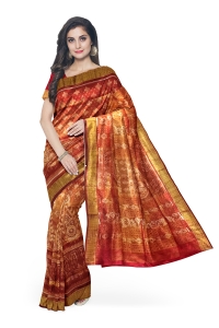 Bronze colour handwoven tissue silk saree