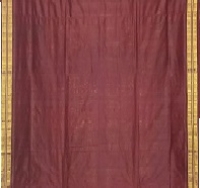 Red- golden and dark olive colour handwoven tissue silk saree