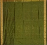 Cerise and olive colour handwoven tissue silk saree