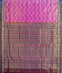 Pink and antique colour handwoven tissue silk saree
