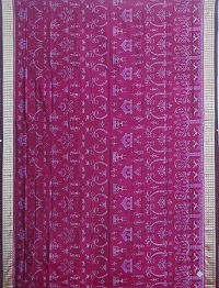 Traffic and marron colour handwoven silk saree