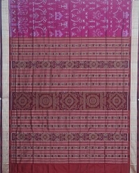 Traffic and marron colour handwoven silk saree