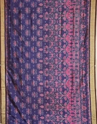 Navy blue and marron colour handwoven silk saree