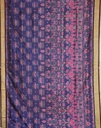 Navy blue and marron colour handwoven silk saree