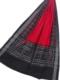 Red and black  handwoven cotton duppta
