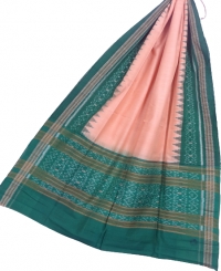 Beige and green handwoven cotton duppta