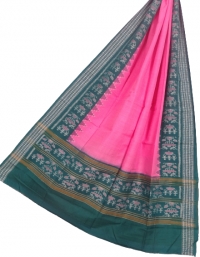 Pink and green handwoven cotton duppta