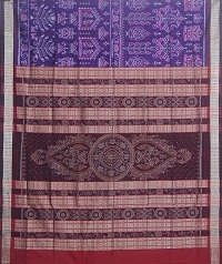 Violet  and marron colour handwoven silk saree