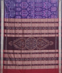 Violet  and marron colour handwoven silk saree
