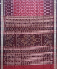 Punch pink and mahogany colour handwoven silk saree