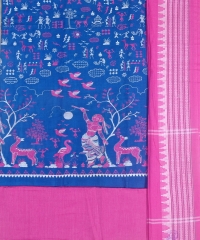 Signal blue and pink colour handwoven cotton suit pieces