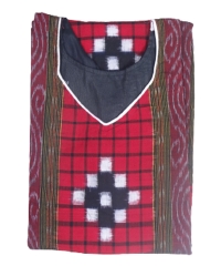 Red and black colour handwoven cotton kurti