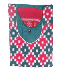 Red and green colour handwoven cotton kurty