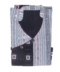 White and black colour handwoven cotton kurti