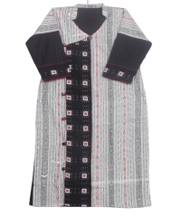 White and black colour handwoven cotton kurti