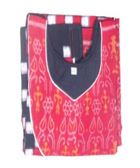 Red and black colour handwoven cotton kurti