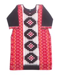 Red and black colour handwoven cotton kurti