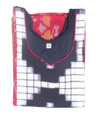 Red and black colour handwoven cotton kurti