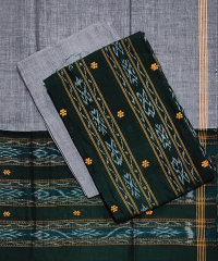 Green and gray colour handwoven cotton suit pieces