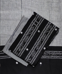Black and gray colour handwoven cotton suit pieces