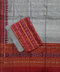Marron and gray  colour handwoven cotton suit pieces