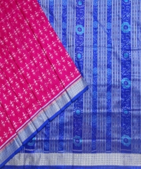 Pink blue colour handwoven silk saree