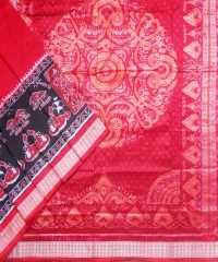 Red black colour handwoven silk saree