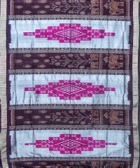 Gray beige brown colour handwoven Bomkei silk saree
