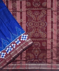 Navy blue maroon colour handwoven silk saree